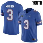 Youth Florida Gators #3 Antonio Morrison NCAA Jordan Brand Royal Authentic Stitched College Football Jersey ZZD5562EI